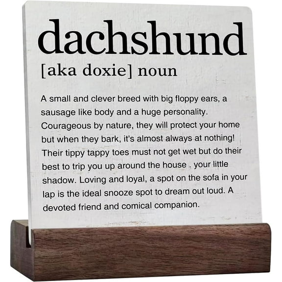 Dachshund Gifts for Dachshund Lovers Dachshund Definition Art Ceramic Table Sign Rustic Desk Decorative Wooden Sign Home Decor for Desk Table Shelf