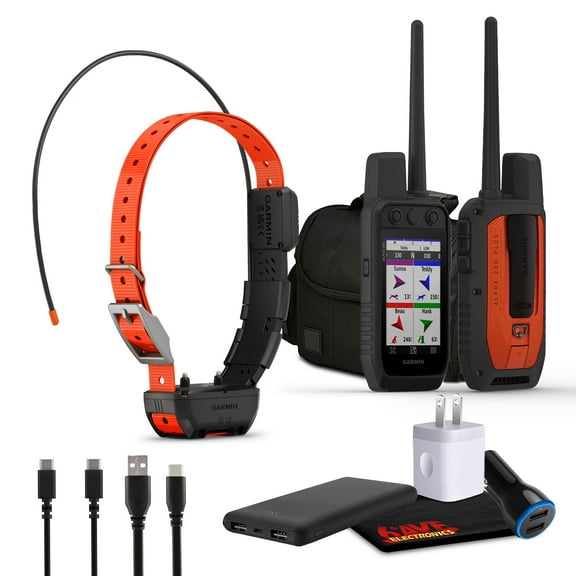 Garmin Alpha 200 Plus Dog Tracking and Training GPS Handheld Bundle With Alpha TT 25 Dog Collar, Tracking and Training Collar Bundle With Field Bag and more Accessories