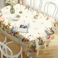 thumbnail image 3 of Oval Easter Tablecloth 54 x 72Inch, Spring Floral and Bunny Easter Egg Watercolor Tablecloth, Waterproof Wrinkle Resistant Table Cloth, Holiday Kitchen Dining Spring Decor, 3 of 6