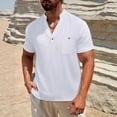 thumbnail image 4 of Camisetas de Bolsillo de Manga Larga para Hombres Cuello de Lino Casual Botón Herramientas Camiseta de Manga Corta Camiseta Chaqueta, Camisetas de Navidad de Manga Larga para Hombre, 4 of 9