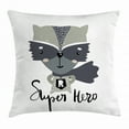 thumbnail image 1 of Nursery Throw Pillow Cushion Cover, Cartoon Style Raccoon Super Hero with a Costume and Cape Childish Animal Design, Decorative Square Accent Pillow Case, 18 X 18 Inches, Multicolor, by Ambesonne, 1 of 2