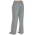 thumbnail image 6 of Quinlirra Pants for women dressy casual Women'S Solid Color Baggy Wide-Leg Pants Casual Elastic-Waistband Pocket Pants, 6 of 6