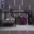 thumbnail image 4 of Harper & Bright Designs Metal L-Shaped Bunk Bed Twin over Full with USB, Twin Size Loft Bed with Desk and Built-in Wardrobe, Black, 4 of 9
