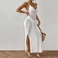 thumbnail image 5 of Oplxuo Crochet Knit Maxi Dress for Women Summer Sexy Halter Plunge Sleeveless Bikini Coverups Sundress for Vacation Beach, 5 of 7