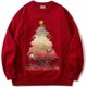 thumbnail image 3 of Suéter navideño holgado para mujer, otoño/invierno, manga larga, árbol de Navidad, pareja, punto, cuello redondo, extragrande, blanco, 3 of 4
