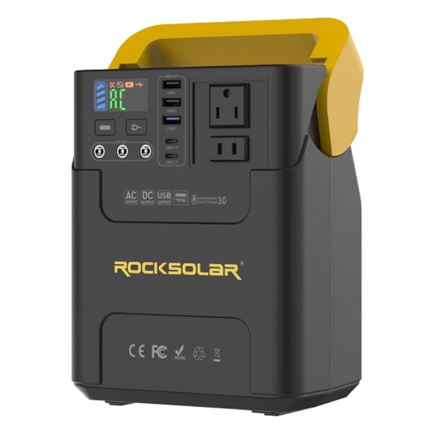 ROCKSOLAR Portable Power Station with LED Flashlight, Lightweight 222Wh  Lithium Battery, 100W AC, USB, and DC Output