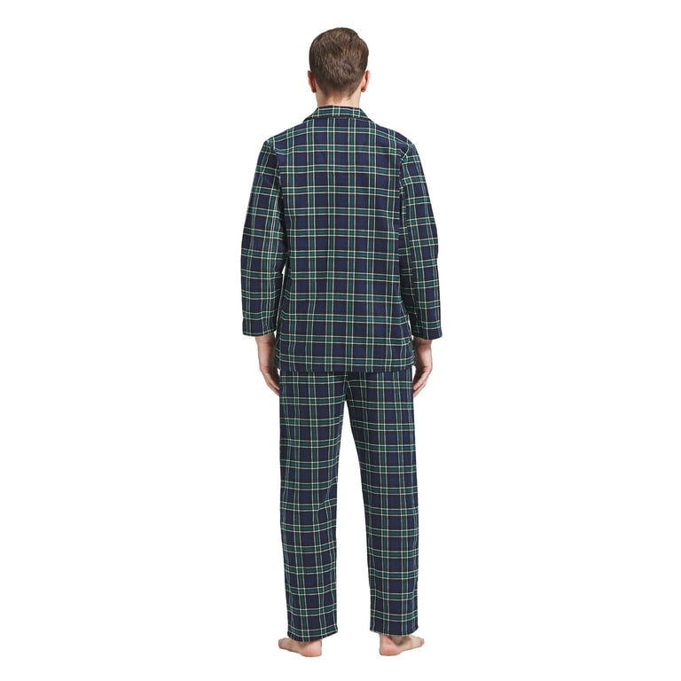 GLOBAL Men s Pajamas Sets 100 Cotton Flannel Sleepwear Long Sleeve Top Bottom Size S Walmart