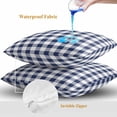thumbnail image 4 of Throw Pillow Covers 26x26 Inch Set of 2, Navy Blue White Plaid Waterproof Outdoor Pillow Covers, Farmhouse Checkered Buffalo Decorative Cushion Pillowcases for Couch, Sofa, Bed, Garden, Patio, 4 of 9
