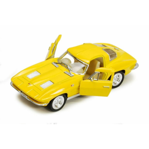 1963 Chevy Corvette Stingray, Yellow - Kinsmart 5358D - 1/36 scale Diecast Model Toy Car (Brand New, but NOT IN BOX)