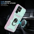 thumbnail image 5 of Galaxy S22 Ultra Case,Dteck Shockproof Rubber Slide Camera Lens Protection Hybrid PC Ring Holder Kickstand Card Slot Design Cover For Samsung Galaxy S22 Ultra 5G,Green+Pink, 5 of 9