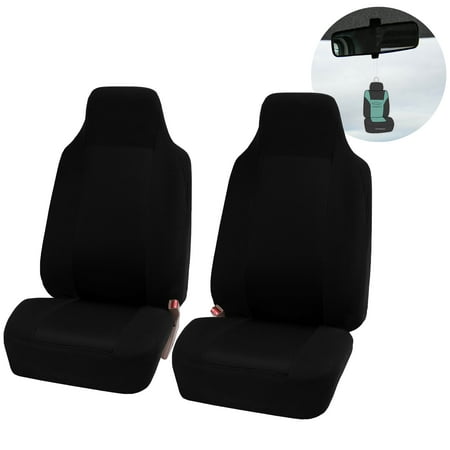 FH Group Classic Cloth AFFB102BLACK102 Black Front Set Car Seat Cover with Air Freshener