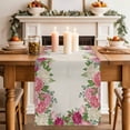 thumbnail image 4 of Pink Flowers Cotton Linen Table Runner for Dining Kitchen, Spring Floral Farmhouse Botanical Rustic Wedding Outdoor Party Tablerunners, Dresser Scarf Coffee Tablecloth Runners 13x108 Inches, 4 of 9