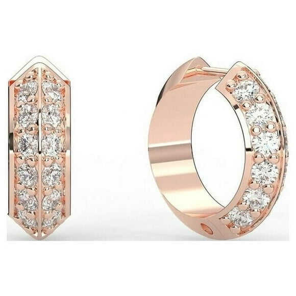 1CT Natural Diamond Round I-J,SI1 14K Rose Gold Hoop Earrings Fine Jewelry for Women Gifts