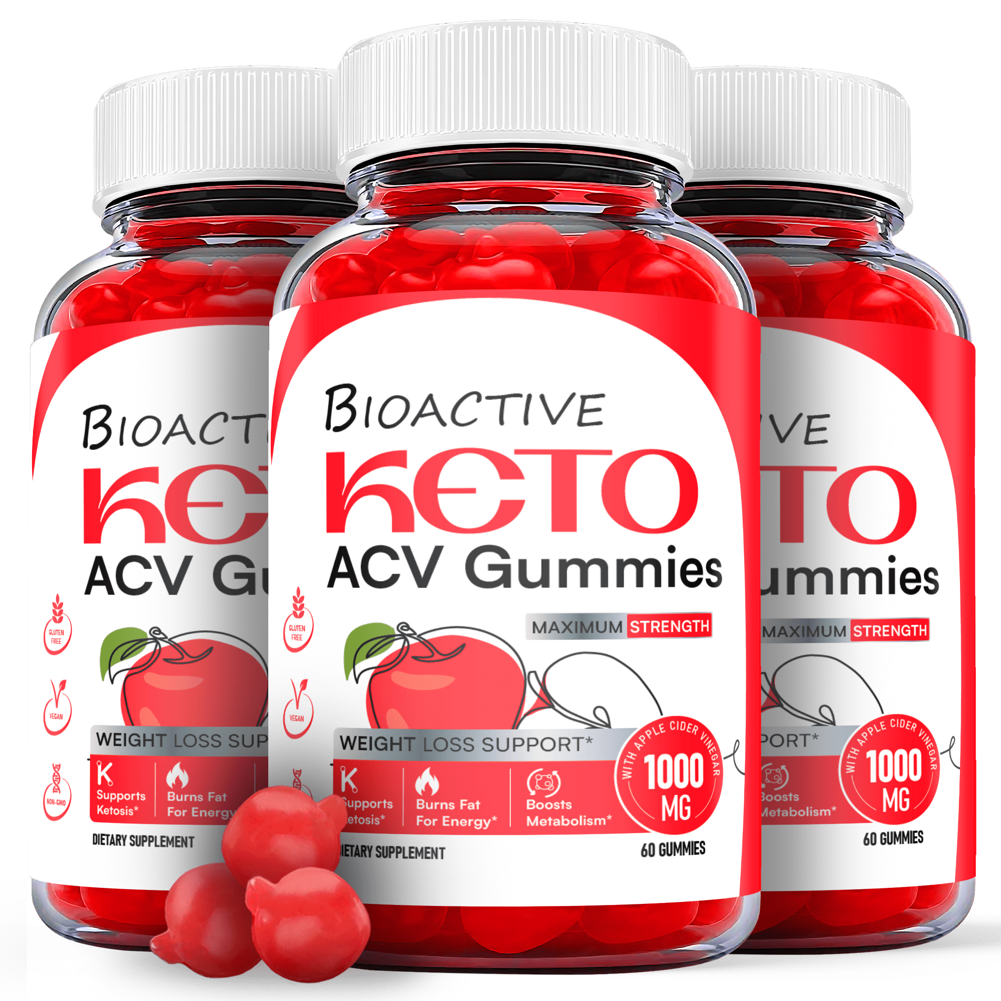 (3 Pack) Bioactive Keto ACV Gummies - Apple Cider Vinegar Supplement for Weight Loss - Energy & Focus Boosting Dietary Supplements for Weight Management & Metabolism - Fat Burn - 180 Gummies