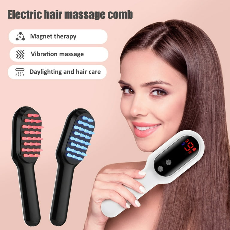 Laser Scalp Massager Comb, Hair Growth Comb Electric, Red Blue Light Phototherapy Vibration Hair Regrowth Brush for Hair Growth & Anti Hair Loss, Size