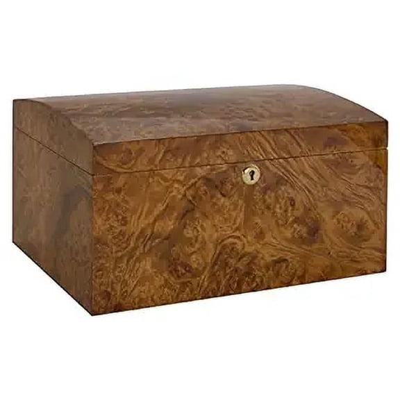 Humidor Supreme Arcos Desktop Cigar Storage Rustic Red Burl Wood, Holds 40-70 Cigars