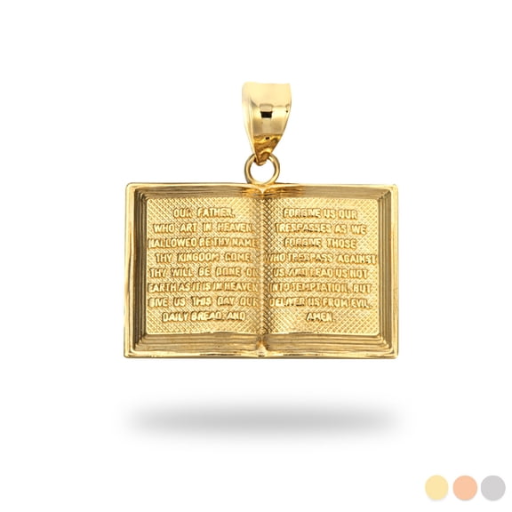 Solid Gold Religious Holy Bible Lord's Prayer (10K Yellow Gold, Pendant)