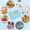 thumbnail image 6 of 20pcs Blue Cookie Box with Window 3.4x2.4x1.2 Inch Treat Box Kraft Paper Treat Box Pastry Box Donut Box Individual for Christmas Wedding Party Halloween Valentine's Day, 6 of 9