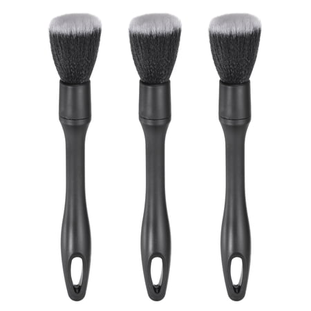 Uxcell 3 Pcs Car Tire Shine Applicator Brush PBT Automotive Tire Dressing Brush Car Cleaning Duster with Storage Stand for Auto Detailing Cleaning Black/White