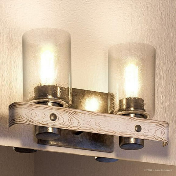 Urban Ambiance Luxury Farmhouse Bath Fixture, Size: 8-1/2"H x 15-1/2"W, with Urban Industrial Style Elements, Galvanized Steel Finish, UHP2483