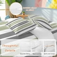 thumbnail image 2 of Sage Green Bedding Duvet Cover Set Twin Size 4 Pieces and Grey Striped Rectangular Geometric Bedding Set with Zipper Closure, 1 Comforter Cover 68x86 Inches 1 Flat Sheet & 2 Pillow Cases, 2 of 7