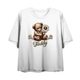 thumbnail image 5 of Teddy Bear With Daisy Women's White Crew Neck Short Sleeve Crop Tee-Small, 5 of 7