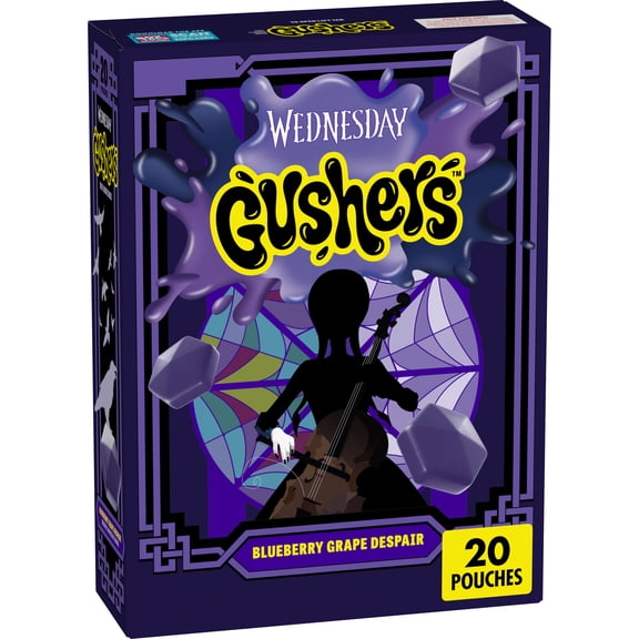 Gushers Wednesday Fruit Flavored Snacks, Blueberry Grape Despair, Halloween, 20 Count, 16 oz