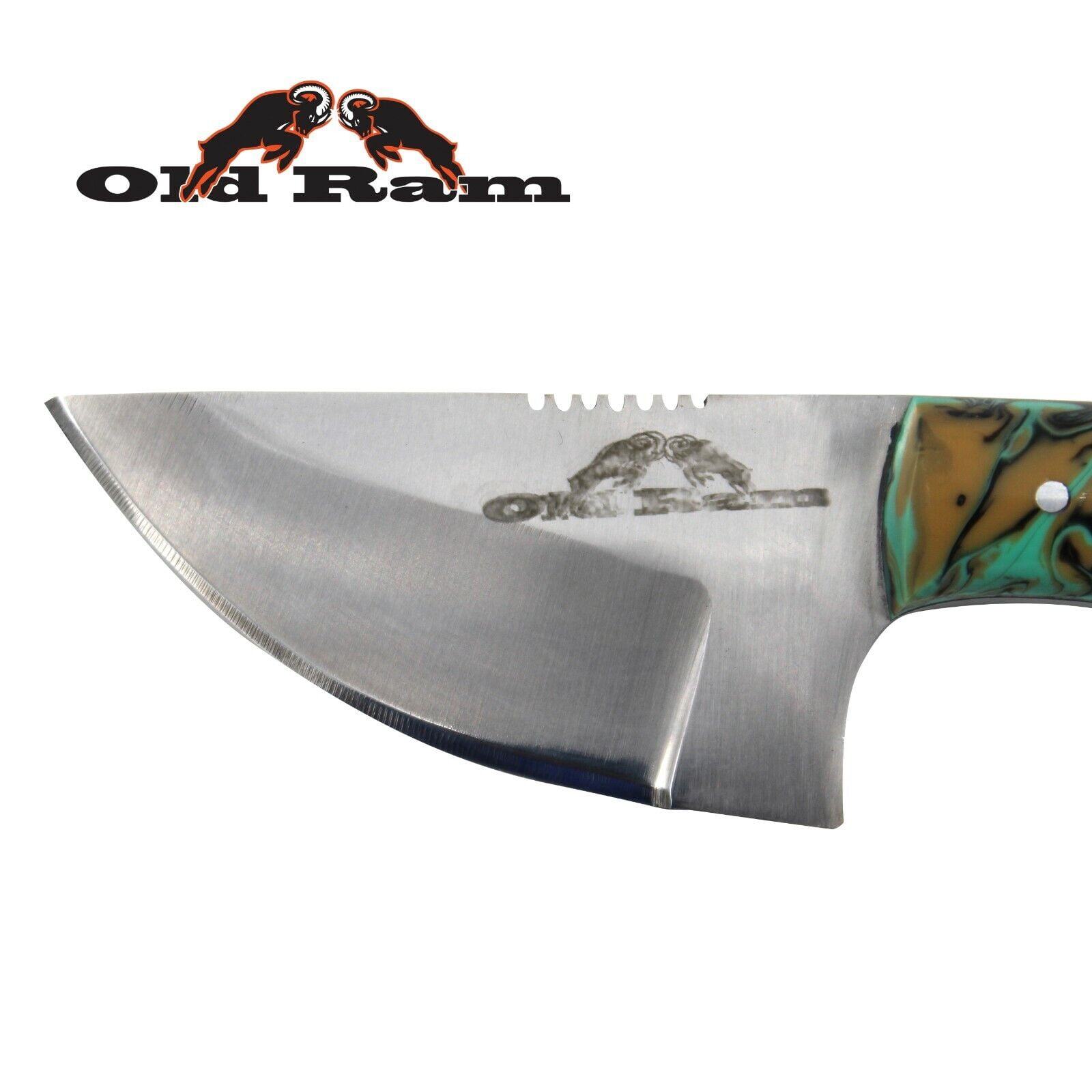 Old Ram Collection Heavy Duty Fixed Blade Skinner Knife w/ Leather Sheath