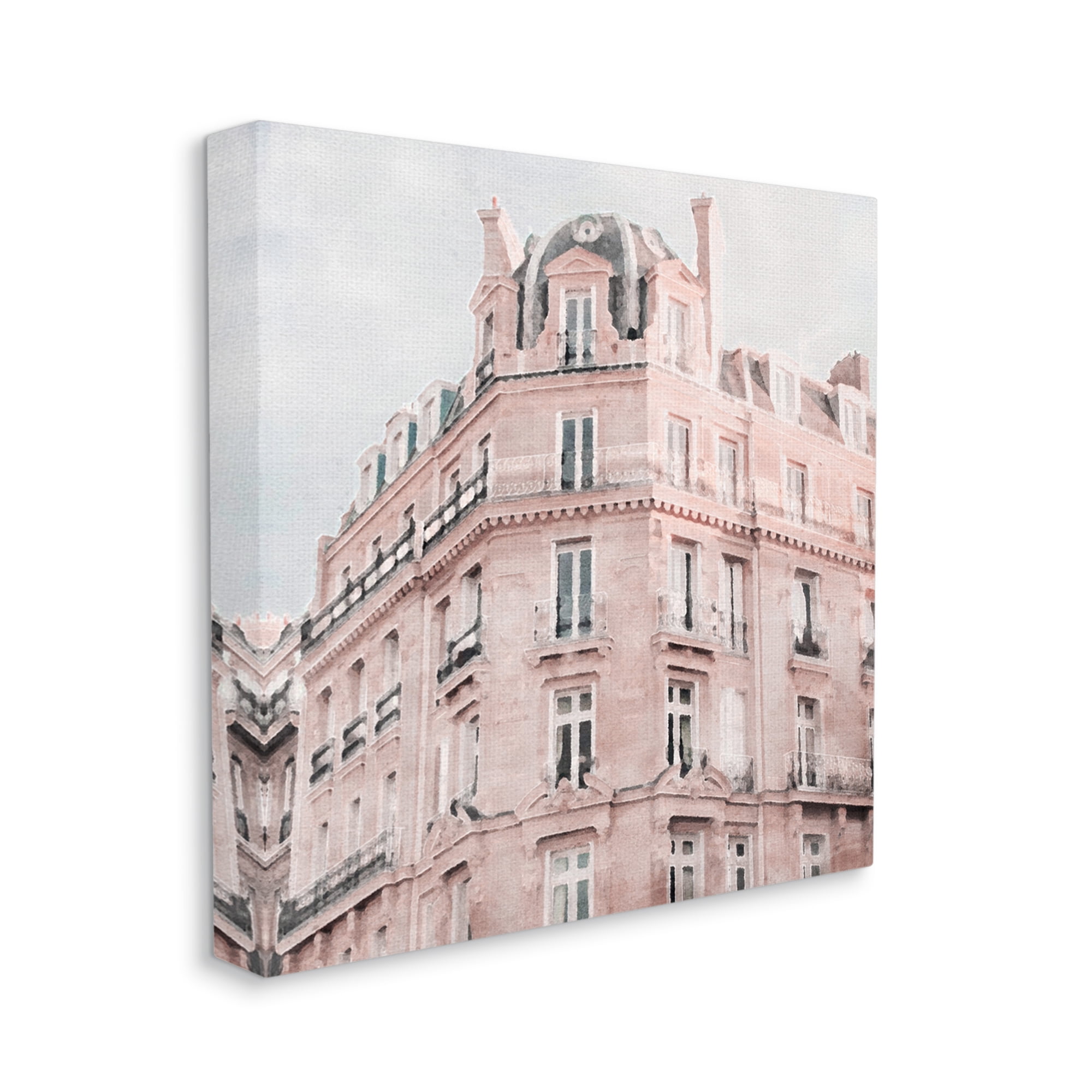 Stupell Industries Pastel City Building Travel & Places Painting Gallery Wrapped Canvas Print Wall Art, 36 x 36