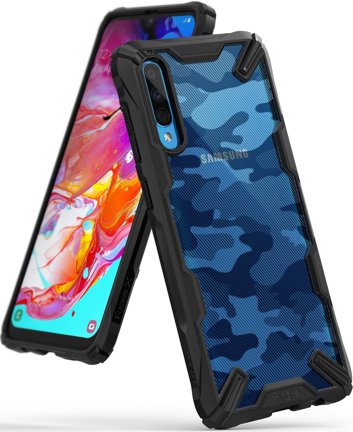 Catastrofaal Hinder Zachtmoedigheid Ringke Fusion-X Case Compatible with Samsung Galaxy A70, Transparent Hard  Back Shockproof Advanced Bumper Cover - Space Blue - Walmart.com