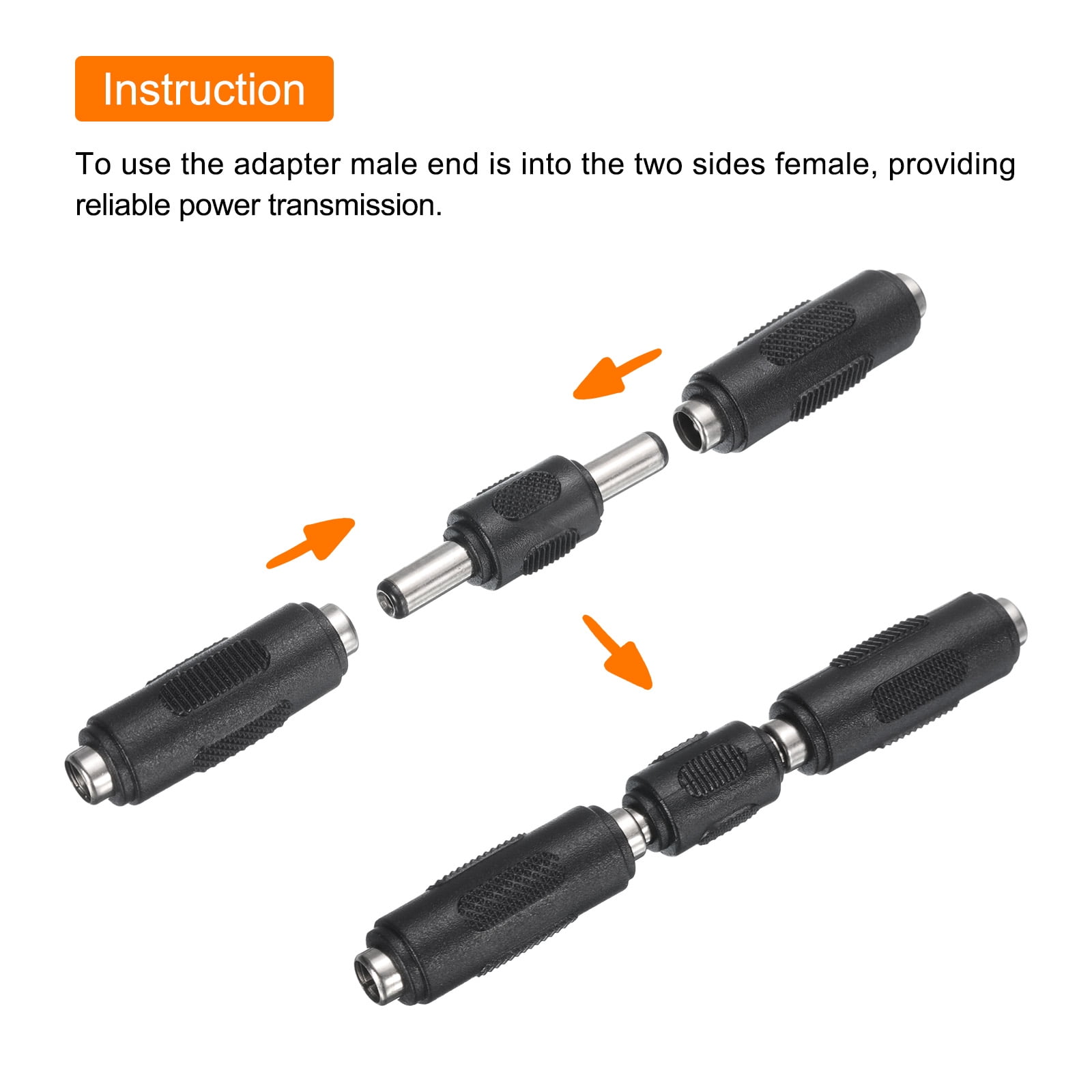 Uxcell DC-Stecker Adapter – Konverter 5,5 X 2,1 Mm Auf 5,5 X 2,5 Mm, 17 Cm Kabel, 2 Stück
