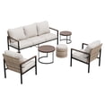 thumbnail image 4 of INTER HUT 6 PCS Patio Outdoor Conversation Set with Nesting Coffee Table and ottoman,Modular Rattan Outdoor Patio Sectional Furniture Sofa Set for Backyard,Beige, 4 of 8