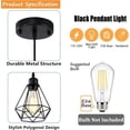thumbnail image 3 of Modern Industrial Pendant Light 2 Pack Black Metal Geometric Cage E26 Hardwired Hanging Ceiling Light for Kitchen Island, 3 of 10