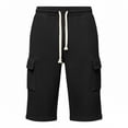thumbnail image 7 of BiZtdJrK Mens Capri Sweatpants with Pockets Drawstring Elastic Waist Straight Leg Cargo Capris Loose Fit Comfy Solid Color Summer Pants Black M, 7 of 7