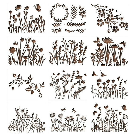 Kedshhgu Clearance Garden Fence Large Flower Stencils-DIY Decoration 2024 New Reusable Floral Stencil For Painting On Wooden Wall Hedge Patterns