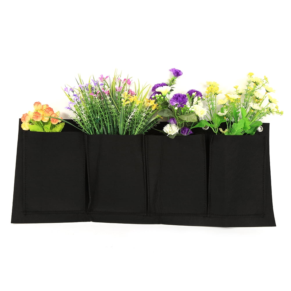 Vertical Wall Planter Bag 5pcs Garden Mounted Planting Pouch W 4 Pockets For Balconies Yards
