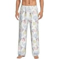 thumbnail image 2 of Goofa Hand Drawn Rabbit Printed Soft Pajama Pants for Men, Wide Leg Comfy Casual Lounge Yoga Pants-Small, 2 of 9