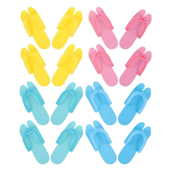 MLINS 8 Pairs of High Elastic Anti-Slip Disposable Slippers for Hotel Salon Spa Bathing Colored Shower Shoes for Women Men Guests