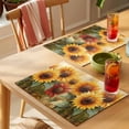 thumbnail image 4 of Summer Floral Placemats Set of 12, Watercolor Vintage Yellow Red Sunflower Non-Slip Place Mats Washable Table Mats for Kitchen Dining Table Decorations Indoor/Outdoor, 4 of 9