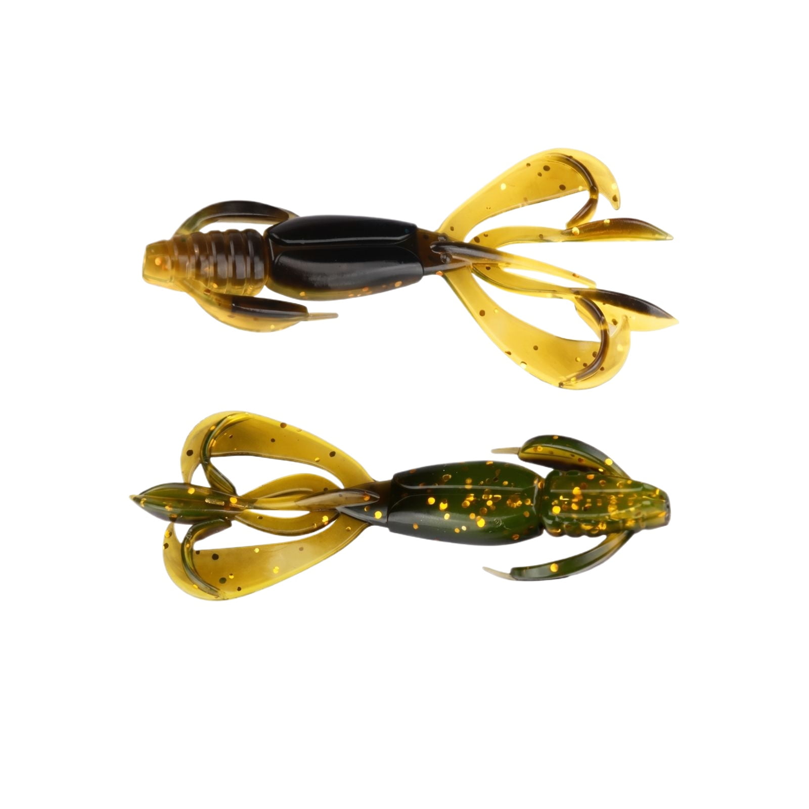 10Pcs Dual Color Soft Shrimp Fishing Lures with Glitter Flakes Realistic Prawn Imitation Baits for Saltwater Soft Plastic Worms for Bass Black