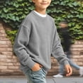 thumbnail image 2 of qolati Boys Waffle Knit Sweater Crew Neck Long Sleeve Pullover Shirt Soft Casual Lightweight Knit Sweater for Kids Everyday Fall Winter Sports Tops Size 5-16 Years, 2 of 6