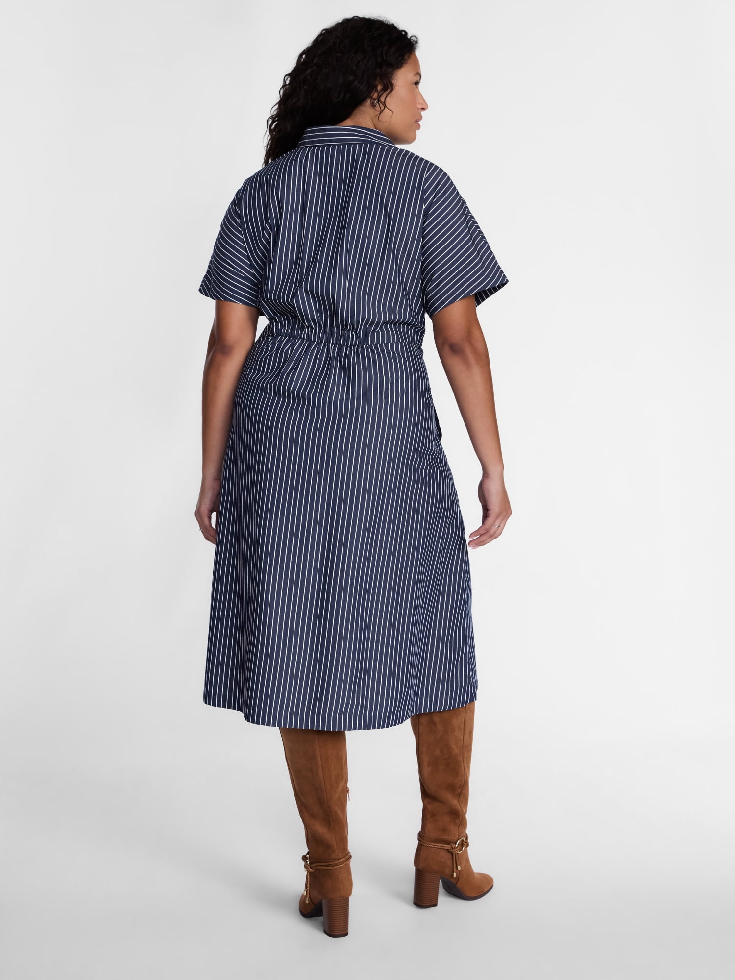 Terra & Sky Women's Plus Midi Fit and Flare Dress, Sizes 0X-4X