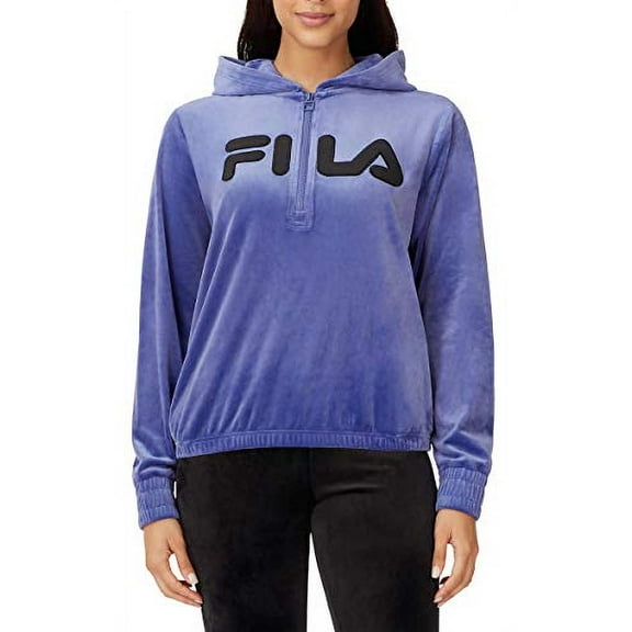 Fila Womens Velour Quarter Zip Hoodie (Marlin, Small)