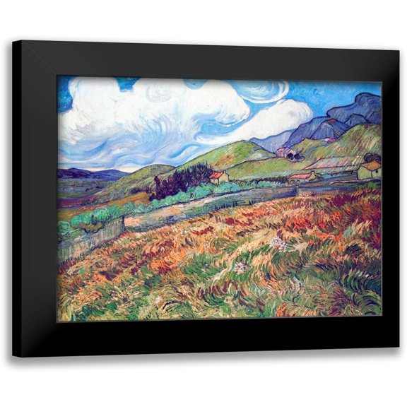 Van Gogh, Vincent 14x11 Black Modern Framed Museum Art Print Titled - Oat Field With Mountains