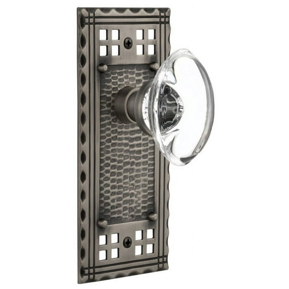 Nostalgic Warehouse Craocc_Sd_Nk Vintage Oval Clear Crystal Single Dummy Door Knob - Grey