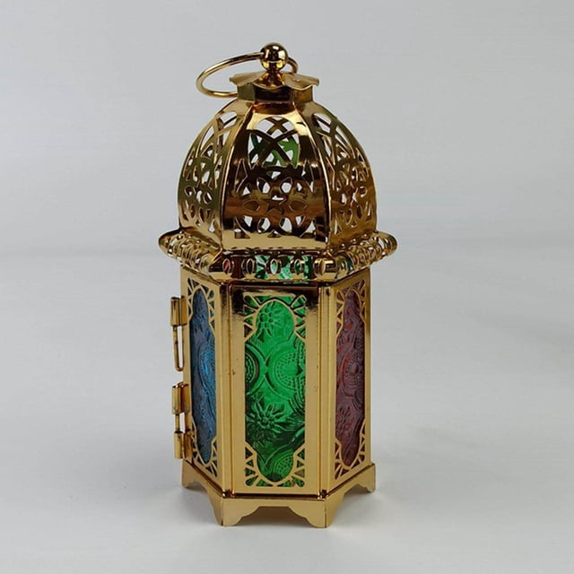 Vintage Style Candle Lantern Lamp Wind Light Party Centerpiece Decorative Desk Home Decor Gifts Gold Colorful