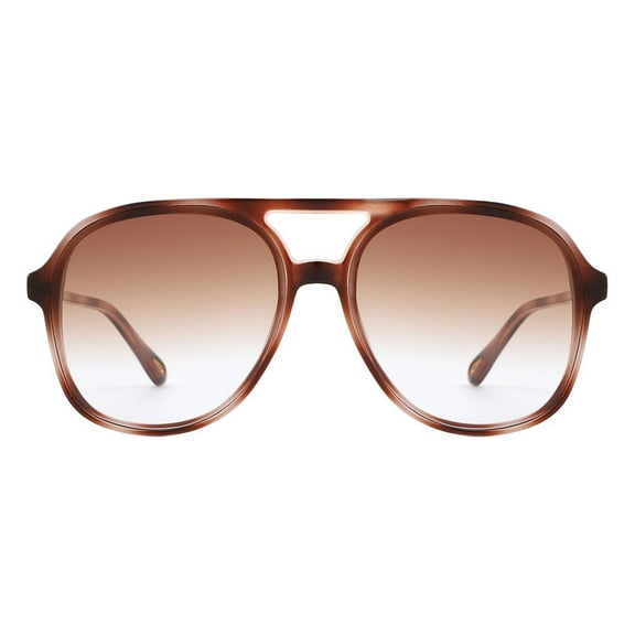 Unisex Pilot Sunglasses Unique Curved Lens with Temple Holes UV400 Tort, Brown