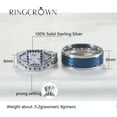 thumbnail image 2 of Adjustable size Wedding Ring Sets His And Hers Couples Women Blue Diamond Moissanite Sterling Silver Man Titanium Wedding Bands, 2 of 8