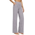 thumbnail image 2 of Kelon Yoga Pants, High Waisted Wide Leg Linen Pants for Women Trendy Flowy Lounge Pant Loose Fit Dressy Palazzo Trousers with Pockets, M, 2 of 6