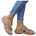 thumbnail image 4 of Clearance JeashCHAT Sandals for Women, Slide Sandals Summer Womens Flip Flop Casual Shoes Comfy Thong Slip On Flats Wedges Sandals (Beige), 4 of 8